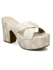Pelle Albero White Block Heels For Women