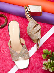 Pelle Albero Gold Heel Sandal For Women