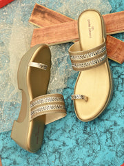 Pelle Albero Gold Wedge Heels for Women