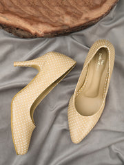 Pelle Albero Women Beige Slip-On Kitten Heels
