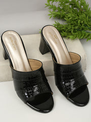Pelle Albero Black Block Heels For Women