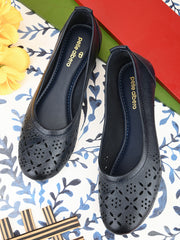 PELLE ALBERO Women Blue Slip-On Belly Flats Sandals
