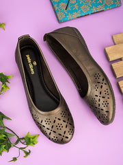 PELLE ALBERO Women Brown Slip-On Belly Flats Sandals