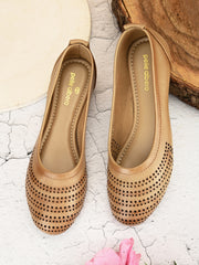 PELLE ALBERO Women Beige Slip-On Belly Flats Sandals
