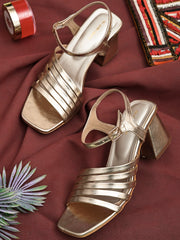 Pelle Albero Gold Wedge Heel Sandals for Women