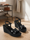 Pelle Albero Women Black Wedge Heel Sandals