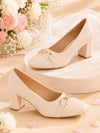 Pelle Albero Women Cream Block Heel Ballerina Sandals