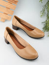 Pelle Albero Women Beige Leather Office Block Heel Ballerina