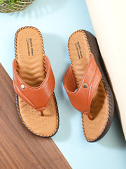 Pelle Albero Tan Colour Orthopedic Flat Sandals