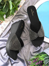 Pelle Albero Women Black Colour Wedge Heel Lux Embellished Sandals