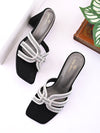 Pelle Albero Women Black Colour Lux Embellished Block Heel Sandals