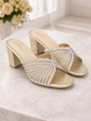 Pelle Albero Women Gold Block Heel Sandals