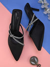 Pelle Albero Women's Latest Trendy Black Synthetic Slip-On Heels Mules Sandals