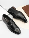 Pelle Albero Black Leather Slip on Handcrafted Round Formal Shoes For Men