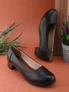 Pelle Albero Women Black Leather Office Block Heel Ballerina