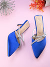 Pelle Albero Women's Latest Trendy Blue Synthetic Slip-On Heels Mules Sandals