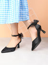 Pelle Albero Black Colour Bow Heel Sandals