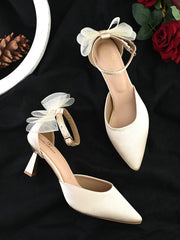Pelle Albero Gold Colour Bow Heel Sandals
