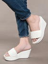 Pelle Albero Women's Latest Trendy White PU upper Slip-On Heels Wedge Sandals