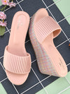 Pelle Albero Women's Latest Trendy Pink PU upper Slip-On Heels Wedge Sandals