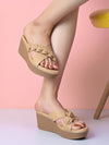 Pelle Albero Women Apricot Colour Wedge Heel Lightweight Comfort Sandals