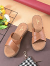 Pelle Albero Women Tan Colour Wedge Heel Lightweight Comfort Sandals