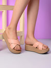 Pelle Albero Women Peach Colour Wedge Heel Lightweight Comfort Sandals