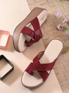 Pelle Albero Women Maroon Colour Wedge Heel Lightweight Comfort Sandals