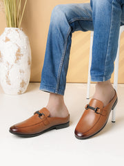 Pelle Albero Male's Tan Leather Casual Mules