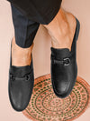 Pelle Albero Black Leather Comfortable Mules
