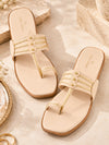 Pelle Albero Women Kolhapuri Cream Flat Sandals