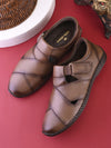 Pelle Albero Male's Brown Leather Comfort Sandal