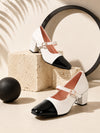 Pelle Albero Women White Black Block Heel Ballerina Sandals
