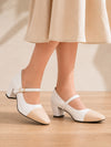 Pelle Albero Women White Beige Block Heel Ballerina Sandals