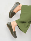 Pelle Albero Women Leather Green Colour Flat Loafers