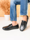 Pelle Albero Male's Black Leather Casual Loafers