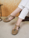Pelle Albero Flat Beige Leather Sandals