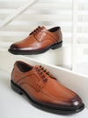 Pelle Albero Tan Black Solid Leather Formal Derbys