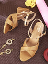 Pelle Albero Women Camel Back Strap Block Heels