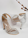 Pelle Albero Silver Heel Sandals for Women
