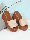 Pelle Albero Beige Wedge Sandals for Women