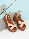 Pelle Albero Beige Wedge Sandals for Women