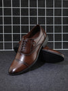 Pelle Albero Men's Brown Leather Lace-Up Formal Oxford