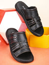 Pelle Albero Black Leather Slippers for Men