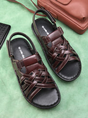 Pelle Albero Tan Leather Sandals for Men