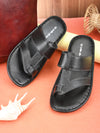 Pelle Albero Black Leather Slippers for Men