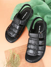 Pelle Albero Black Leather Sandals for Men