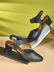Pelle Albero Textured Leather Block Heel Mules