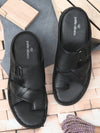 Pelle Albero Black Slipper For Men