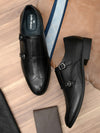 Pelle Albero Black Formal Monk Shoes For Men